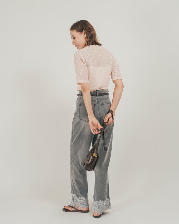 ［SET］カットレース ドレープTee + 接触冷感 10oz裾レースデニム（2SET）