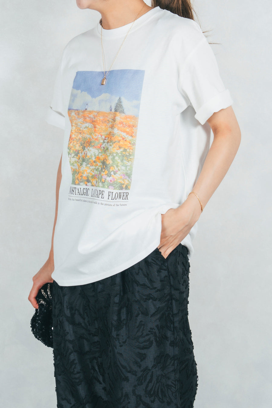 ［SET］フラワーグラフィックT+フリンジジャガードリラックスパンツ（2SET）