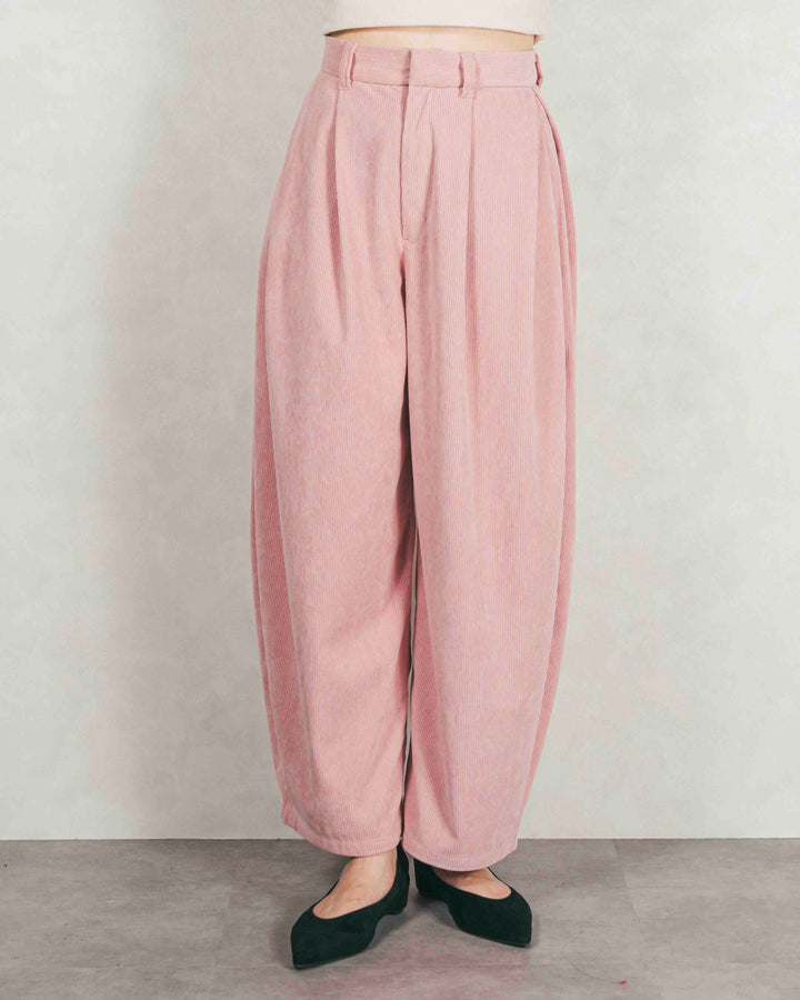 サイドタックコクーンコーデュロイパンツ (PINK）