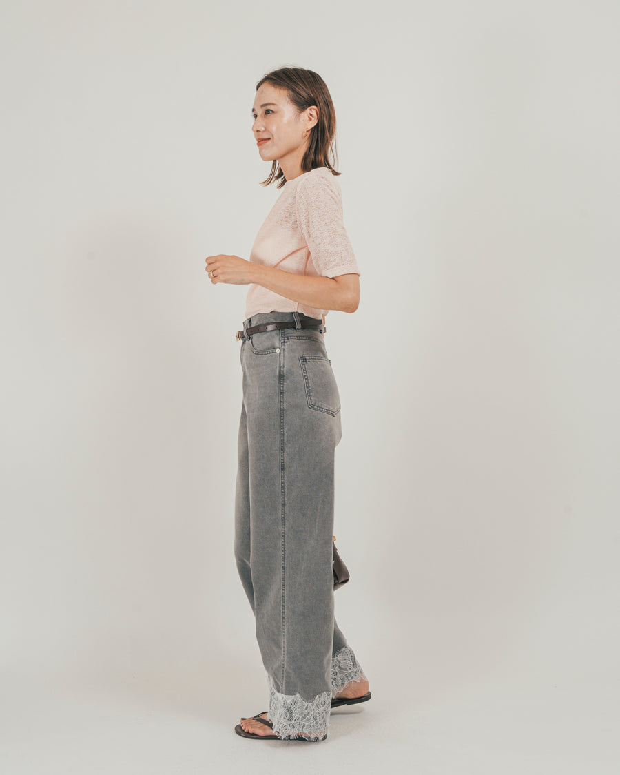 ［SET］カットレース ドレープTee + 接触冷感 10oz裾レースデニム（2SET）