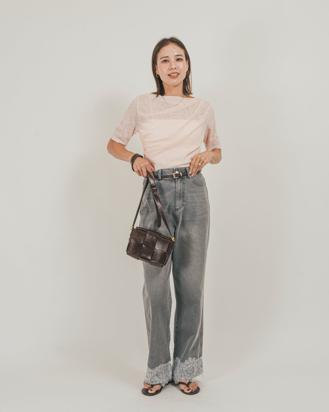 ［SET］カットレース ドレープTee + 接触冷感 10oz裾レースデニム（2SET）