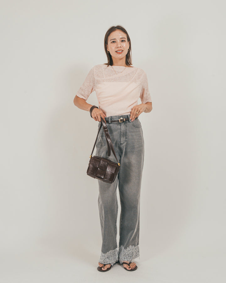 ［SET］カットレース ドレープTee + 接触冷感 10oz裾レースデニム（2SET）