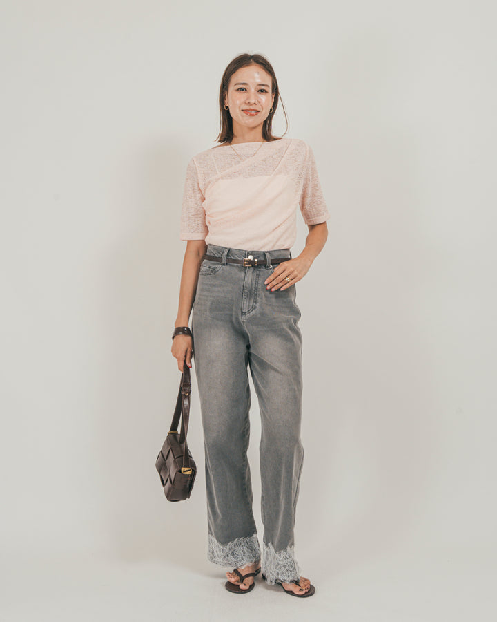 ［SET］カットレース ドレープTee + 接触冷感 10oz裾レースデニム（2SET）