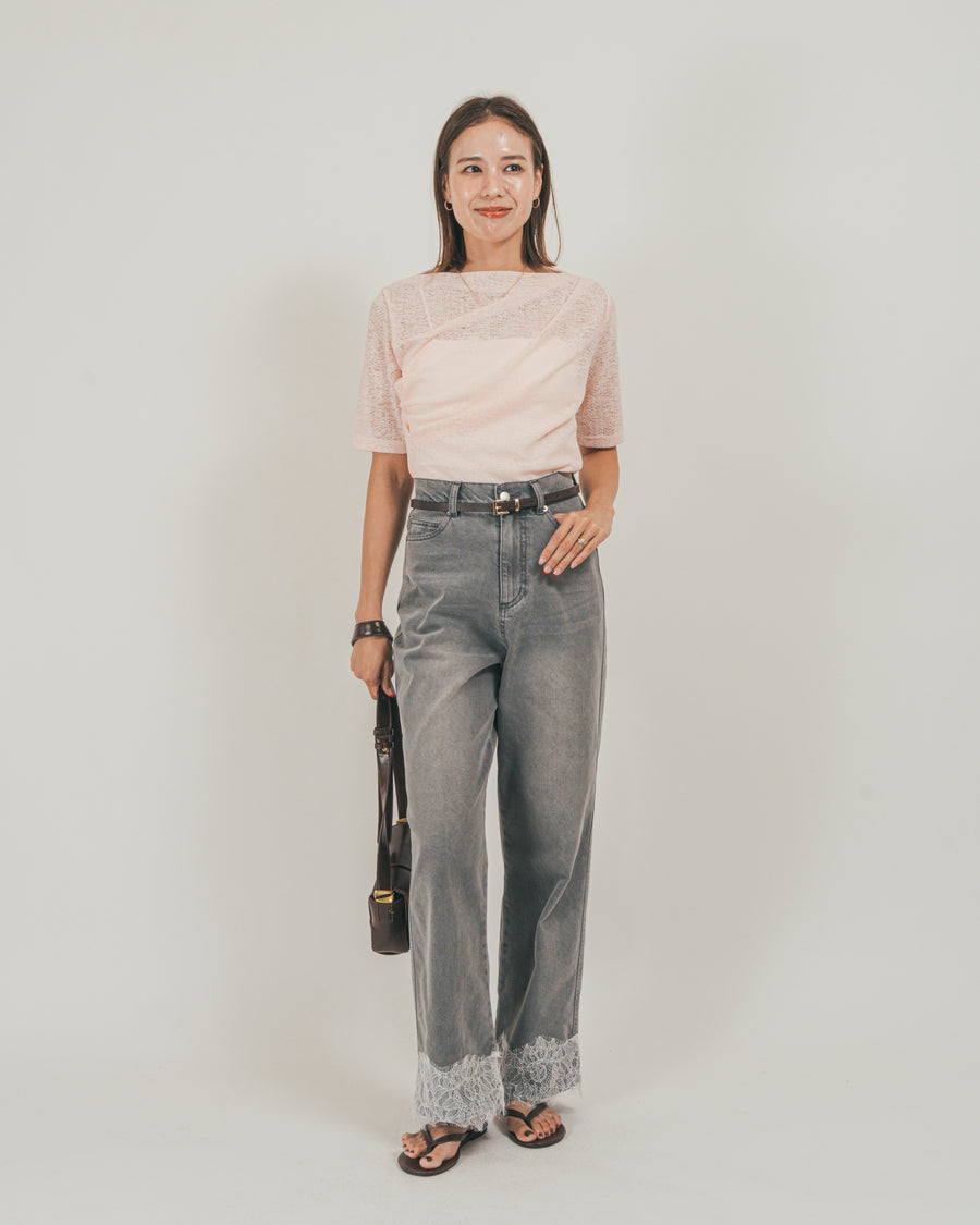 ［SET］カットレース ドレープTee + 接触冷感 10oz裾レースデニム（2SET）