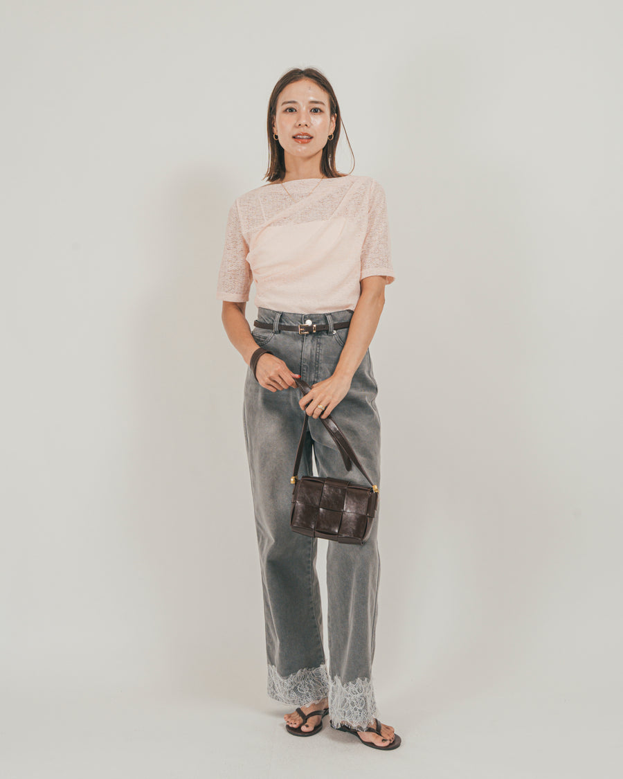 ［SET］カットレース ドレープTee + 接触冷感 10oz裾レースデニム（2SET）
