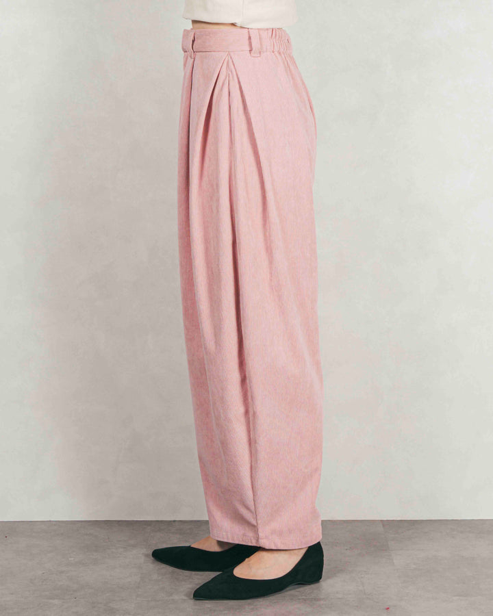サイドタックコクーンコーデュロイパンツ (PINK）