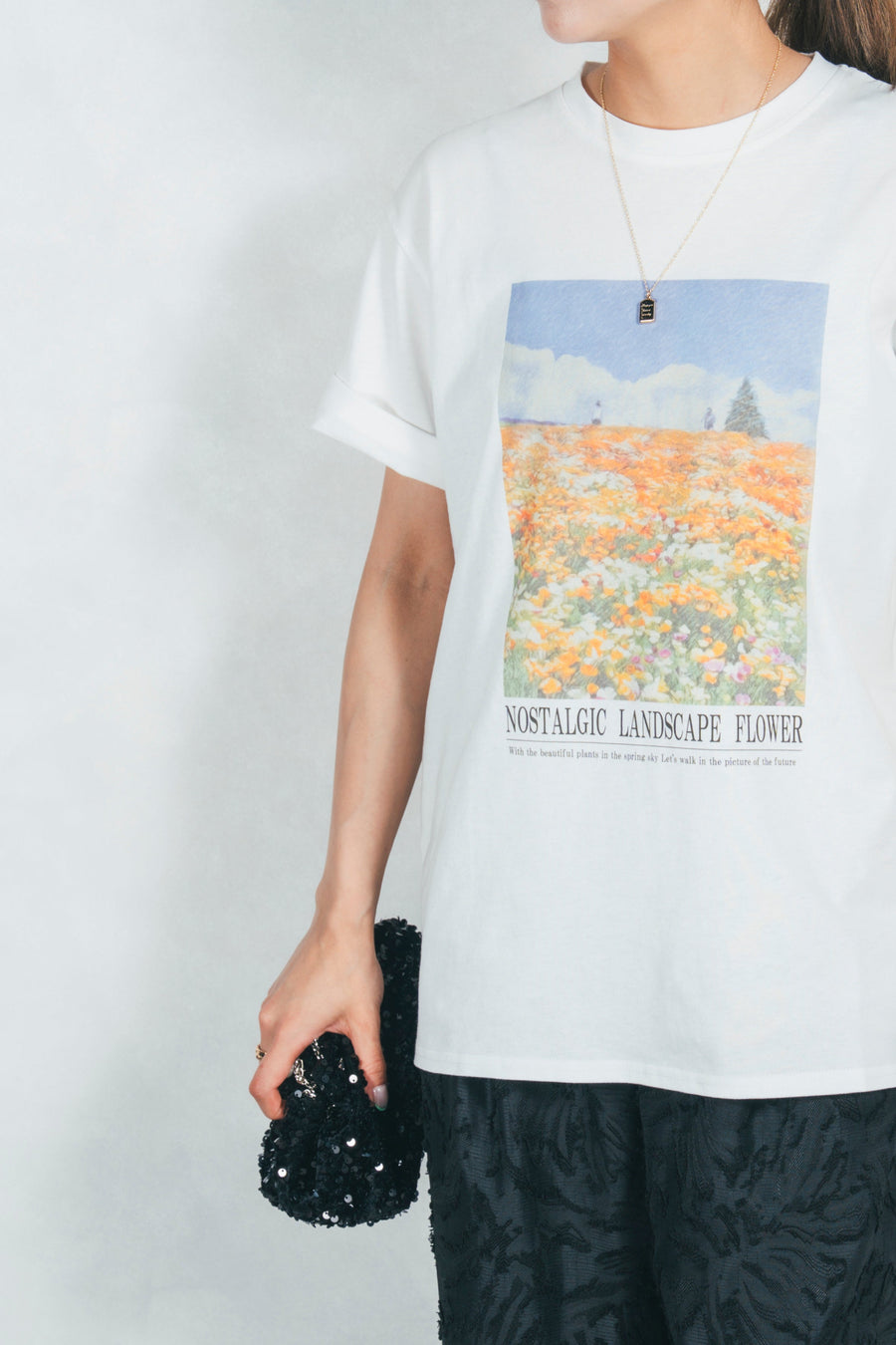 ［SET］フラワーグラフィックT+フリンジジャガードリラックスパンツ（2SET）