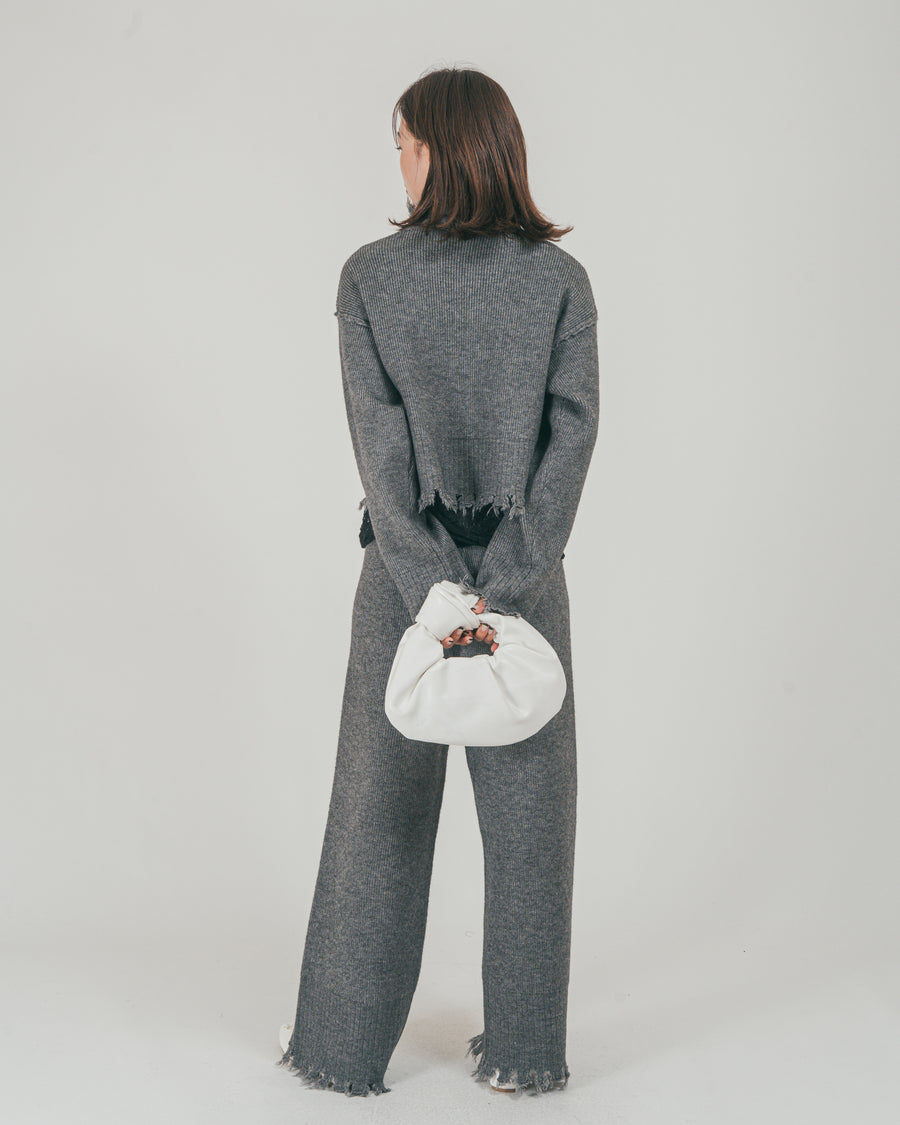 ［SET］Nuance Hem ハイネックニット + Nuance Hem ルーズニットパンツ + ストレッチレースシアートップス（3SET）