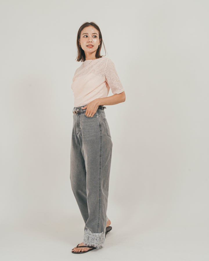 ［SET］カットレース ドレープTee + 接触冷感 10oz裾レースデニム（2SET）