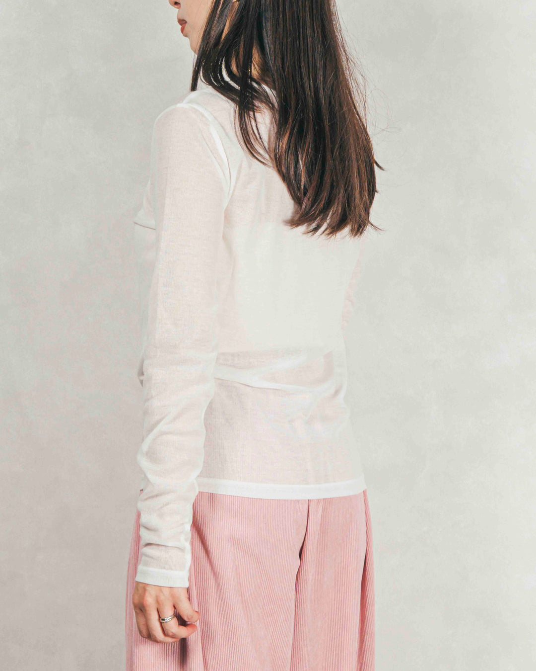 ［SET］Sheerリブヘンリーネックトップス+Sheerリブヘンリーネックトップス（2SET）