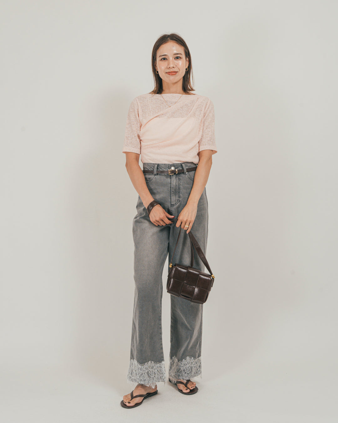 ［SET］カットレース ドレープTee + 接触冷感 10oz裾レースデニム（2SET）