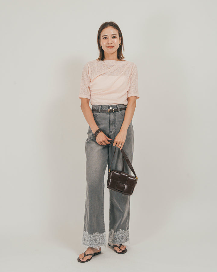 ［SET］カットレース ドレープTee + 接触冷感 10oz裾レースデニム（2SET）