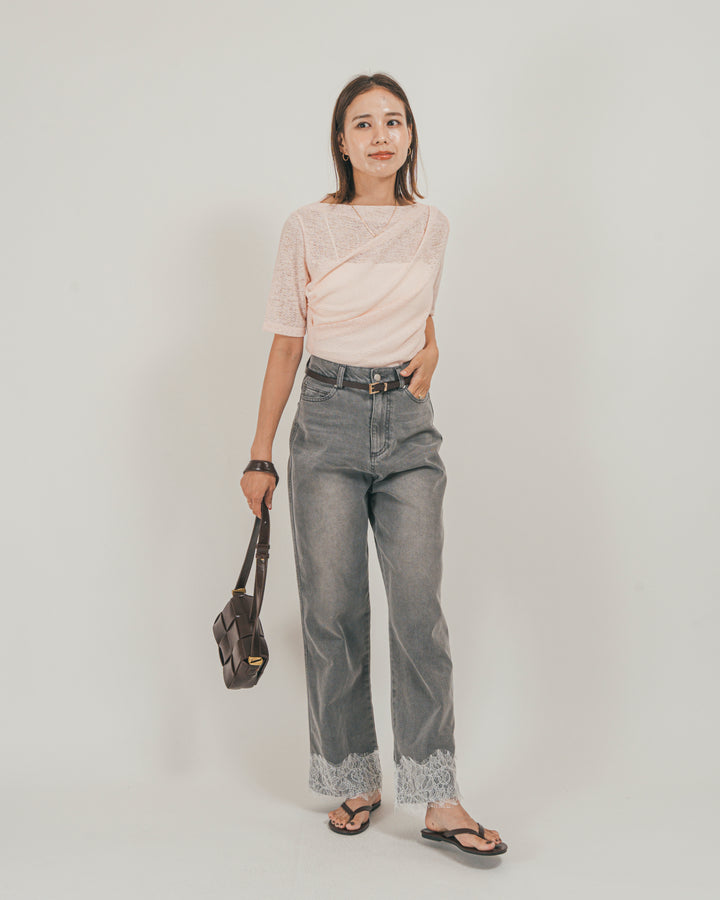 ［SET］カットレース ドレープTee + 接触冷感 10oz裾レースデニム（2SET）