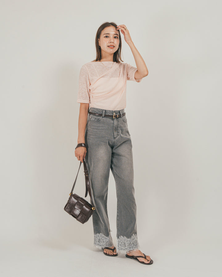 ［SET］カットレース ドレープTee + 接触冷感 10oz裾レースデニム（2SET）
