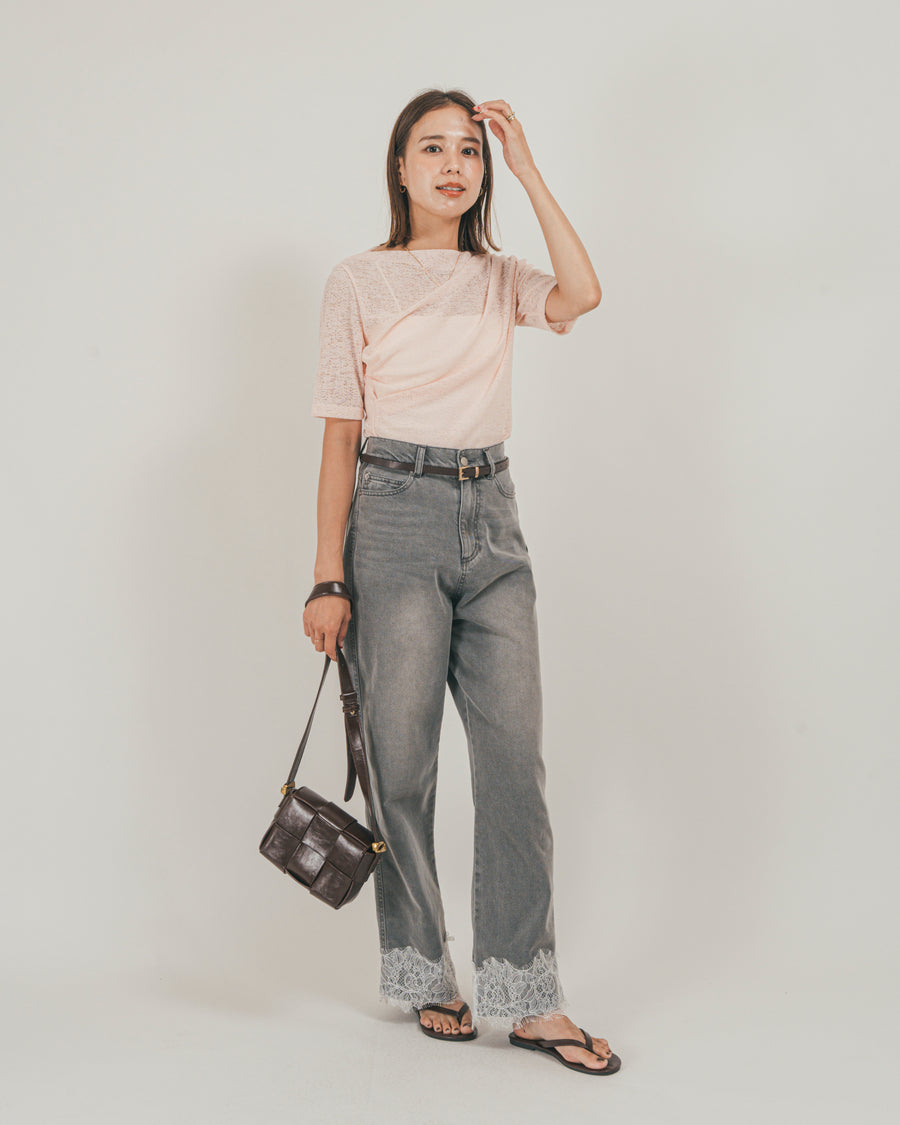 ［SET］カットレース ドレープTee + 接触冷感 10oz裾レースデニム（2SET）