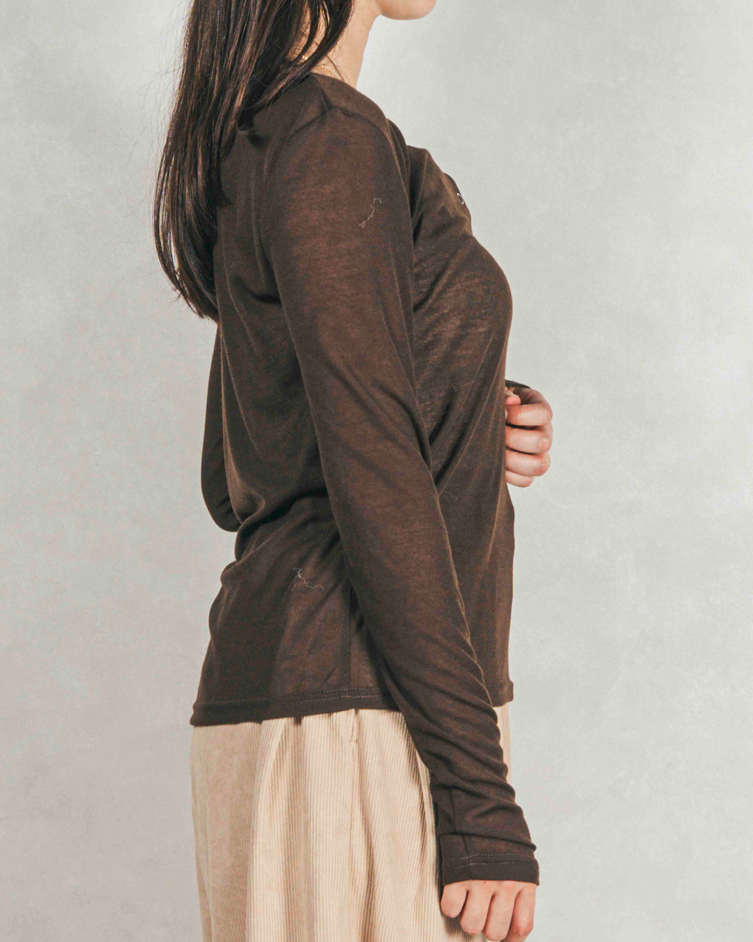 ［SET］Sheerリブヘンリーネックトップス+Sheerリブヘンリーネックトップス（2SET）