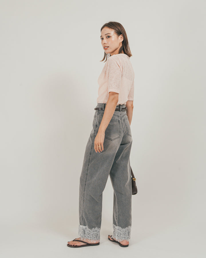 ［SET］カットレース ドレープTee + 接触冷感 10oz裾レースデニム（2SET）