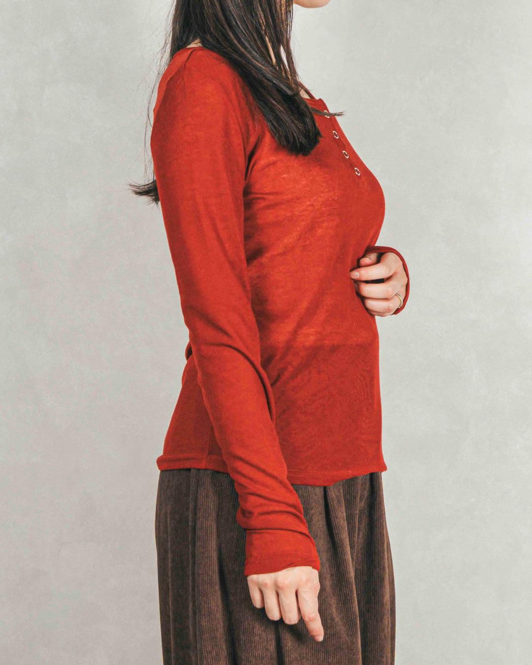 ［SET］Sheerリブヘンリーネックトップス+Sheerリブヘンリーネックトップス（2SET）