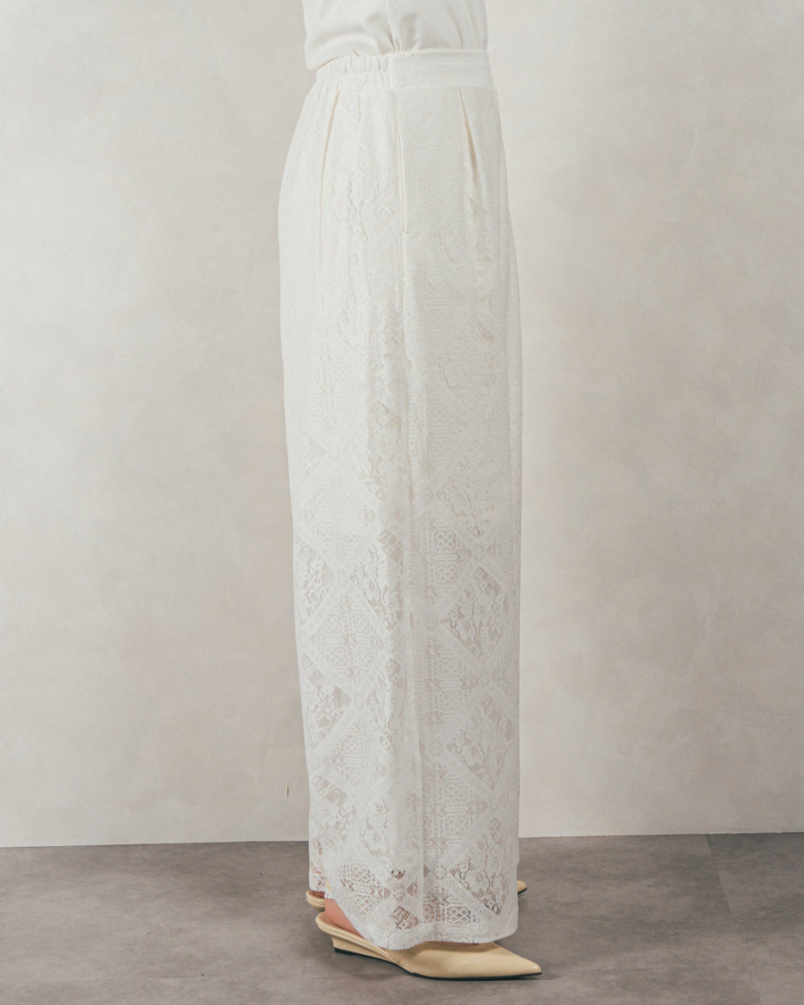 ［SET］Clear Sheer オーバーシャツ + Blockレース　ストレートパンツ（2SET）