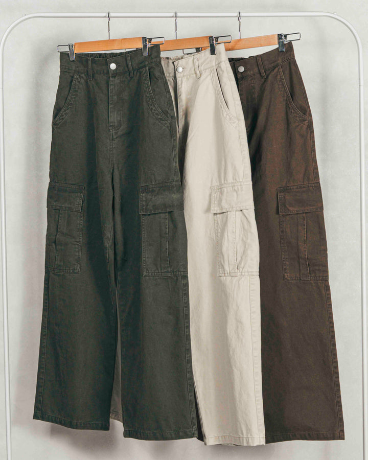 ［SET］ミックスヤーン2WAYカーディガン+ピグメントツイルカーゴパンツ（2SET）