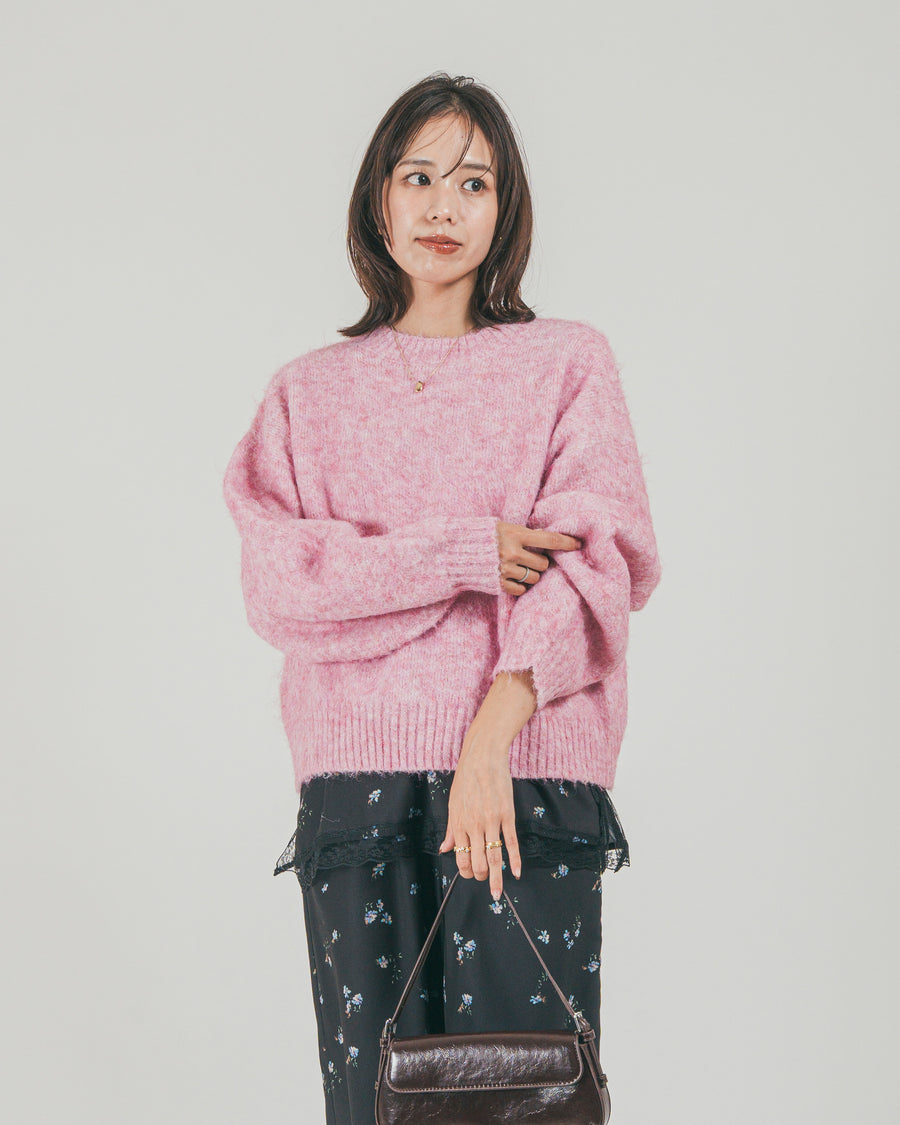 ［SET］Fluffy リラックスカラーニット 2枚SET（2SET）