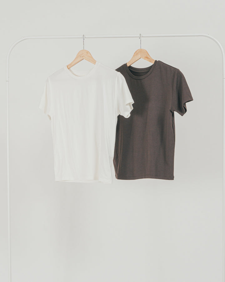 ［SET］ラッセルレース キャミ + 【接触冷感・UVカット・防臭】コンパクト半袖Tee + サテンNarrowスカート（3SET）