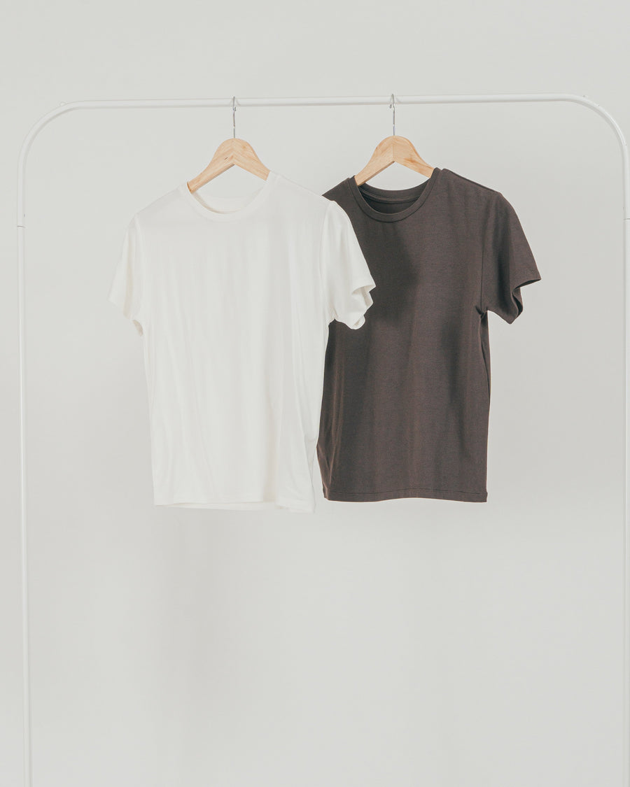 ［SET］ラッセルレース キャミ + 【接触冷感・UVカット・防臭】コンパクト半袖Tee + サテンNarrowスカート（3SET）