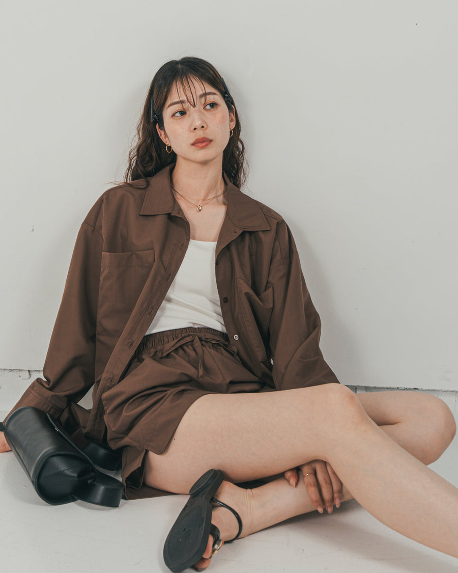 ［SET］Relaxブロードオーバーシャツ + Relaxブロードハーフパンツ（2SET）