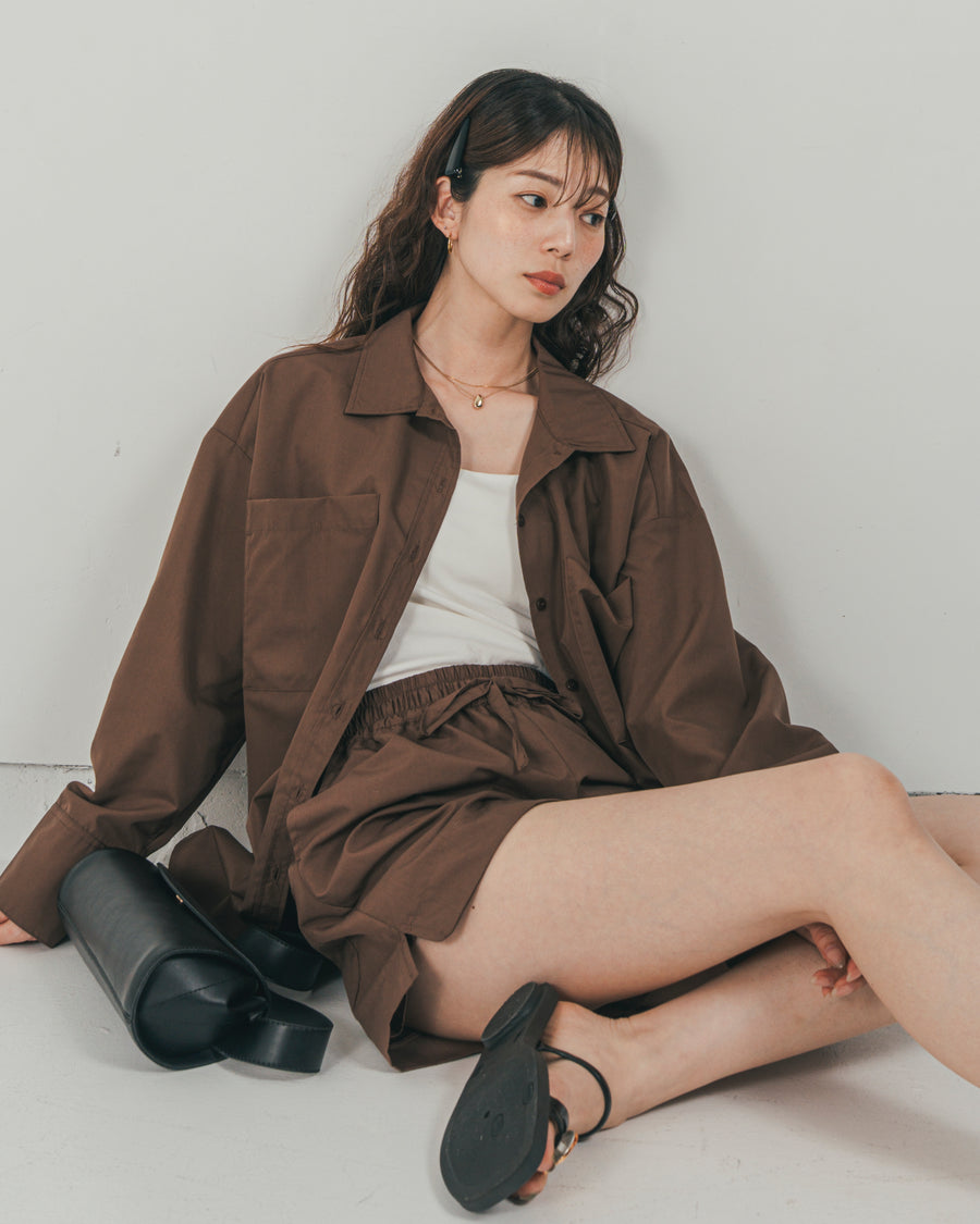 ［SET］Relaxブロードオーバーシャツ + Relaxブロードハーフパンツ（2SET）