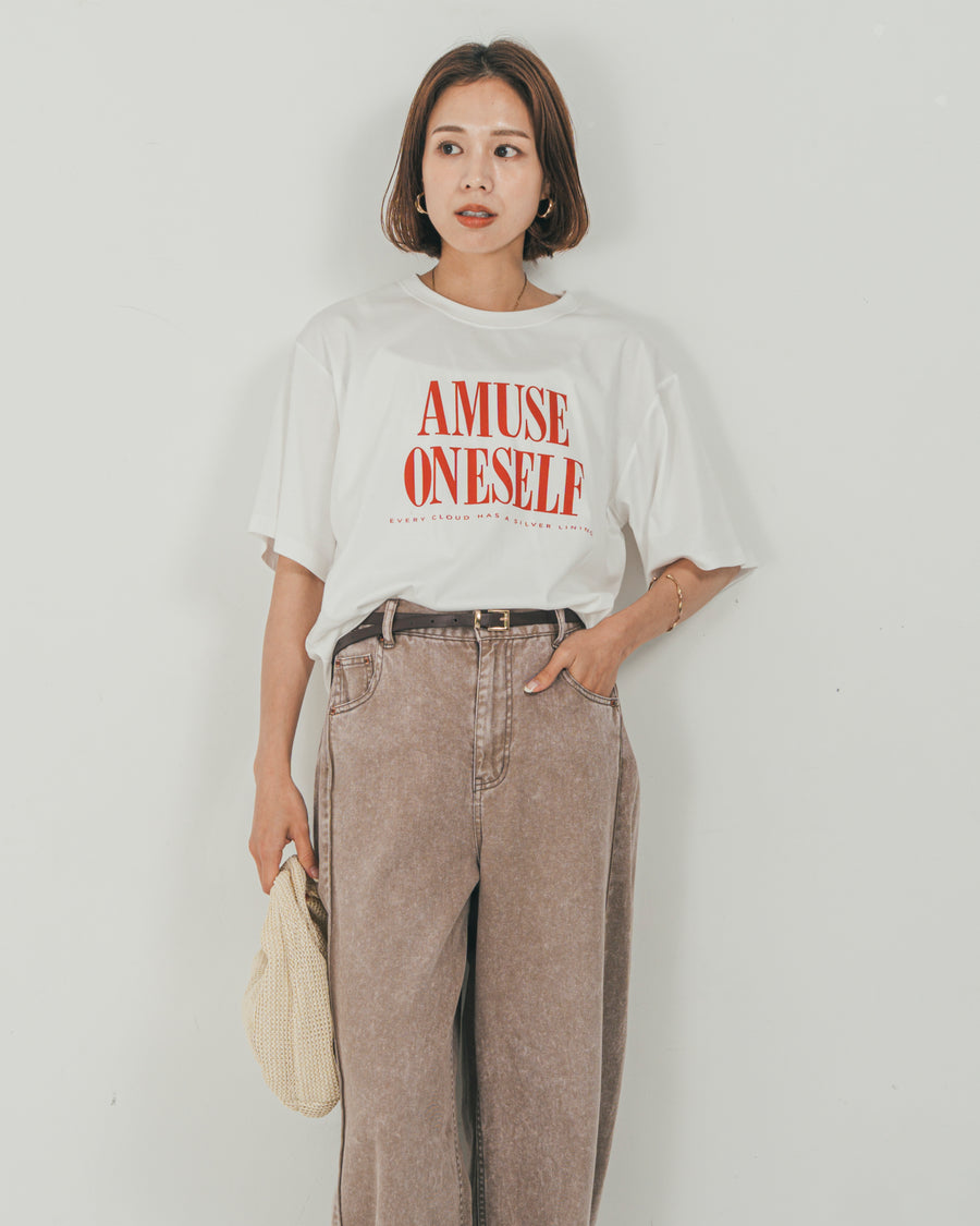 ［SET］コンパクトスムースロゴT + 10oz サイドタック リラックスデニムパンツ（2SET）