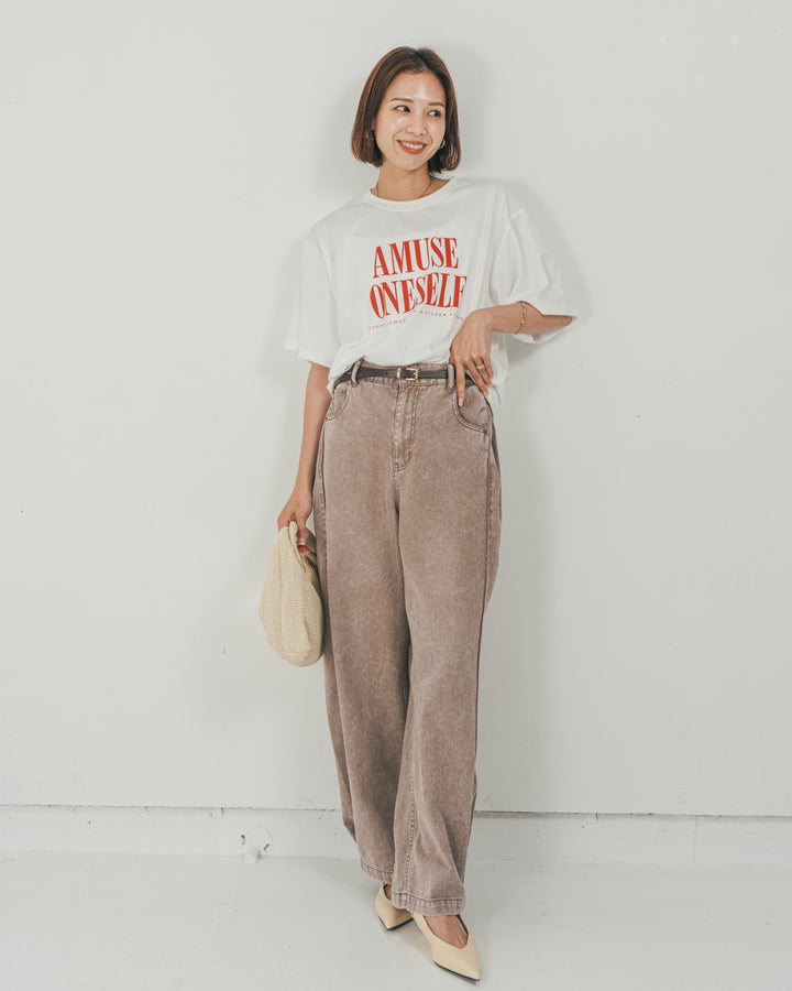［SET］コンパクトスムースロゴT + 10oz サイドタック リラックスデニムパンツ（2SET）