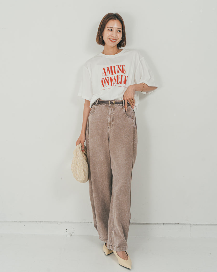 ［SET］コンパクトスムースロゴT + 10oz サイドタック リラックスデニムパンツ（2SET）