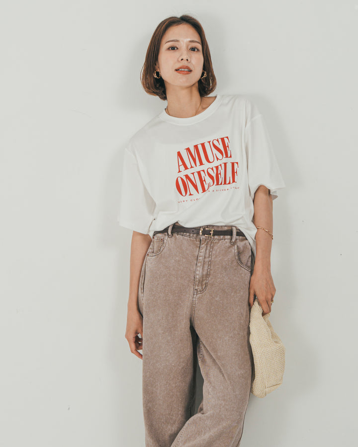 ［SET］コンパクトスムースロゴT + 10oz サイドタック リラックスデニムパンツ（2SET）