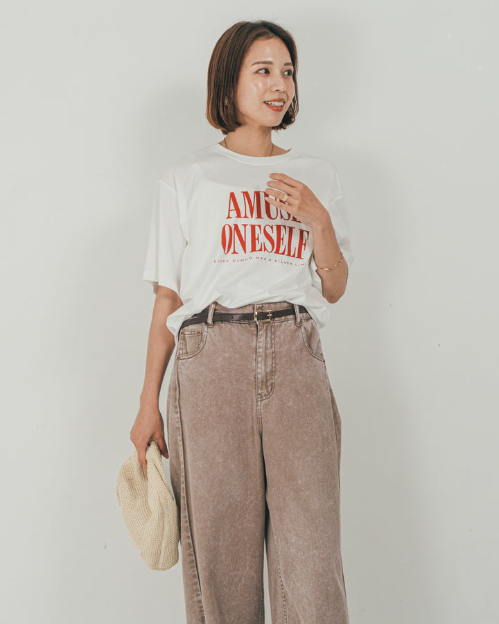 ［SET］コンパクトスムースロゴT + 10oz サイドタック リラックスデニムパンツ（2SET）