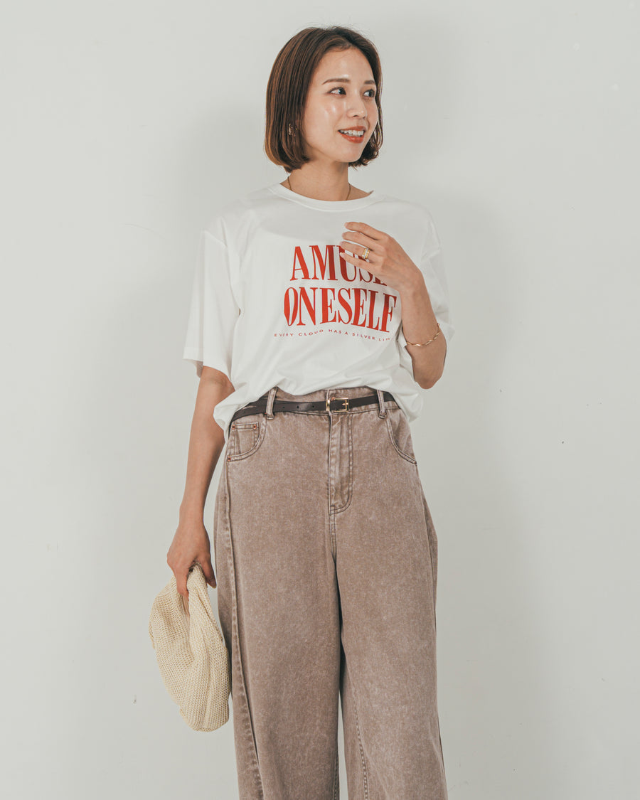 ［SET］コンパクトスムースロゴT + 10oz サイドタック リラックスデニムパンツ（2SET）