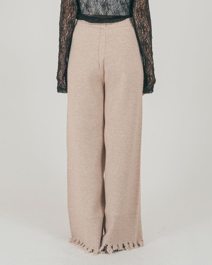 ［SET］Nuance Hem ハイネックニット + Nuance Hem ルーズニットパンツ + ストレッチレースシアートップス（3SET）