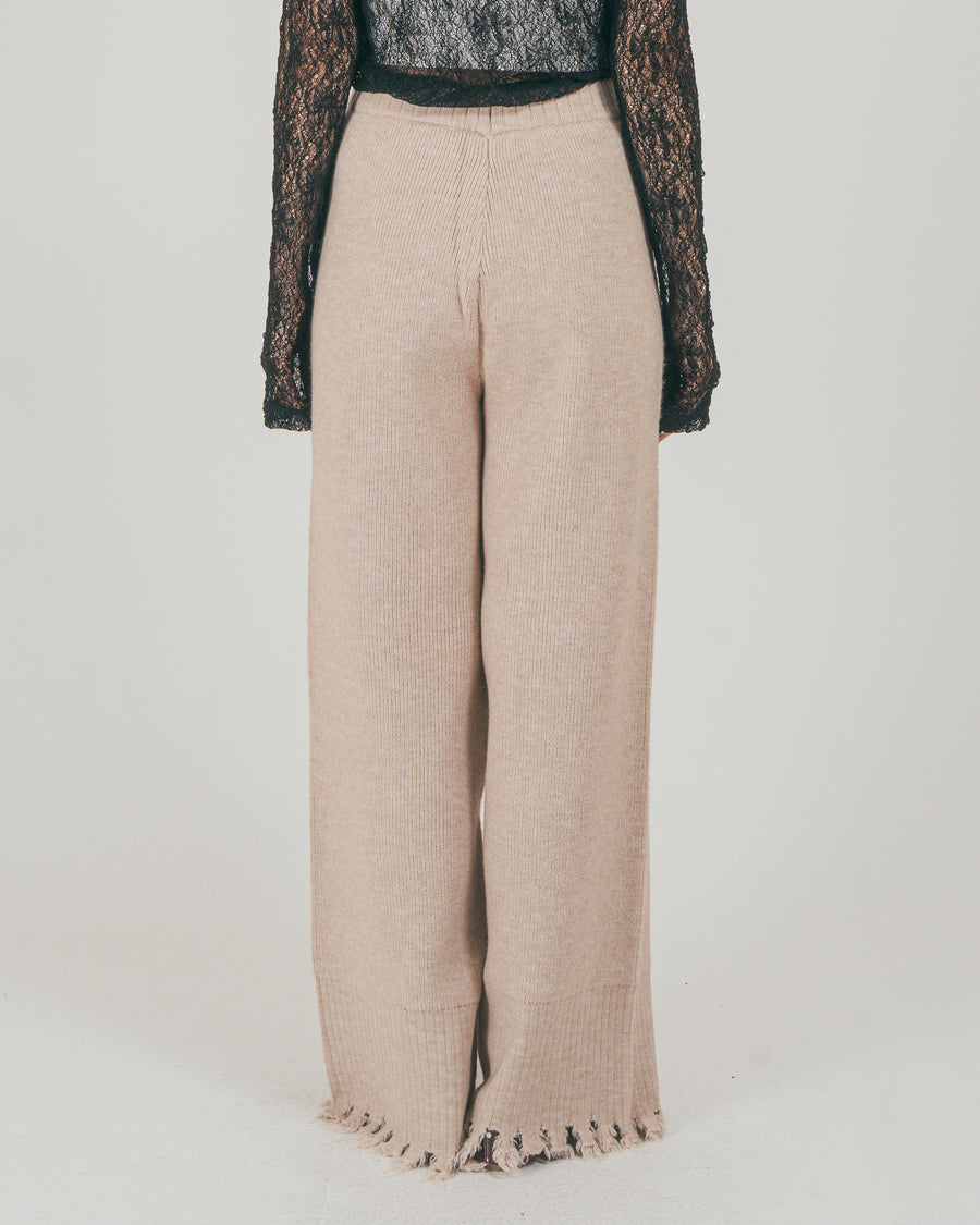 ［SET］Nuance Hem ハイネックニット + Nuance Hem ルーズニットパンツ + ストレッチレースシアートップス（3SET）
