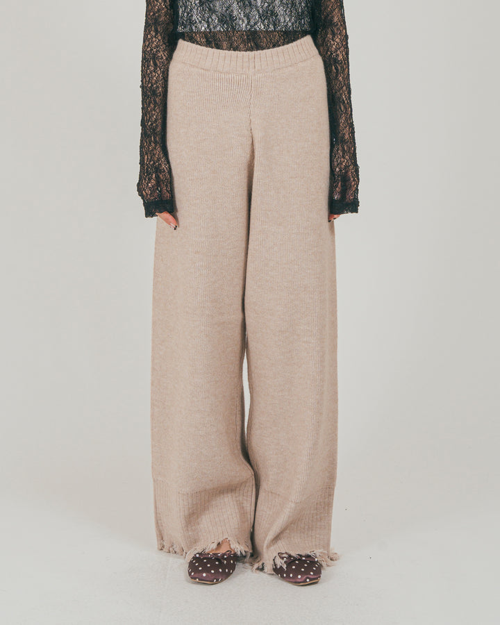 ［SET］Nuance Hem ハイネックニット + Nuance Hem ルーズニットパンツ + ストレッチレースシアートップス（3SET）