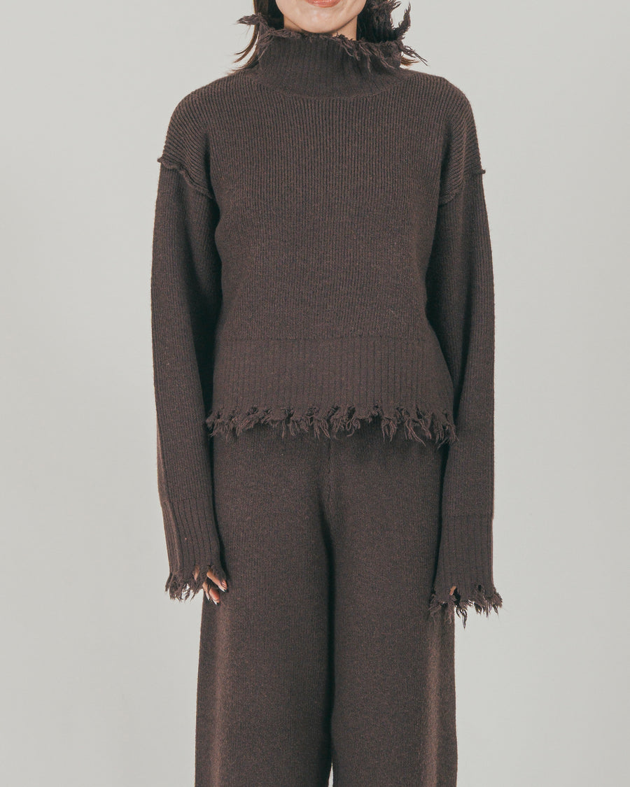 ［SET］Nuance Hem ハイネックニット + Nuance Hem ルーズニットパンツ + ストレッチレースシアートップス（3SET）