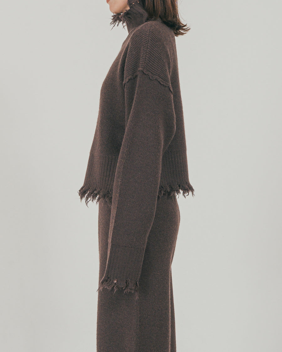 ［SET］Nuance Hem ハイネックニット + Nuance Hem ルーズニットパンツ + ストレッチレースシアートップス（3SET）