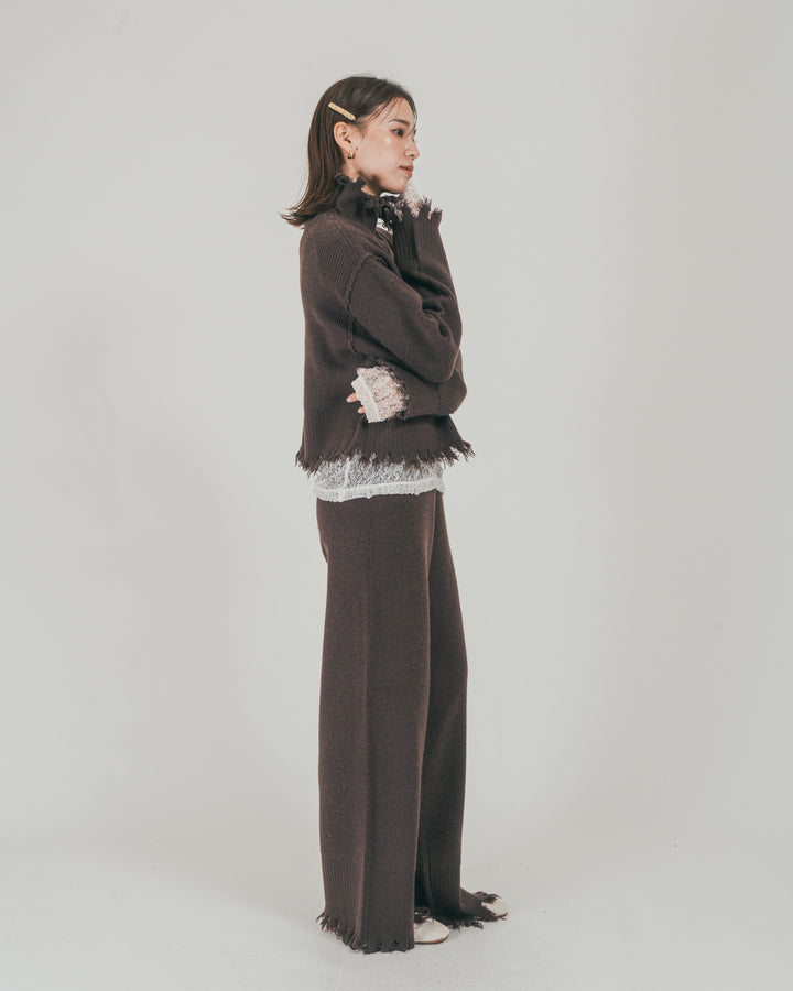 ［SET］Nuance Hem ハイネックニット + Nuance Hem ルーズニットパンツ（2SET）