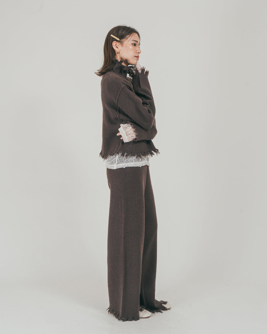 ［SET］Nuance Hem ハイネックニット + Nuance Hem ルーズニットパンツ（2SET）