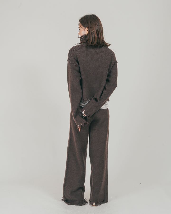 ［SET］Nuance Hem ハイネックニット + Nuance Hem ルーズニットパンツ + ストレッチレースシアートップス（3SET）