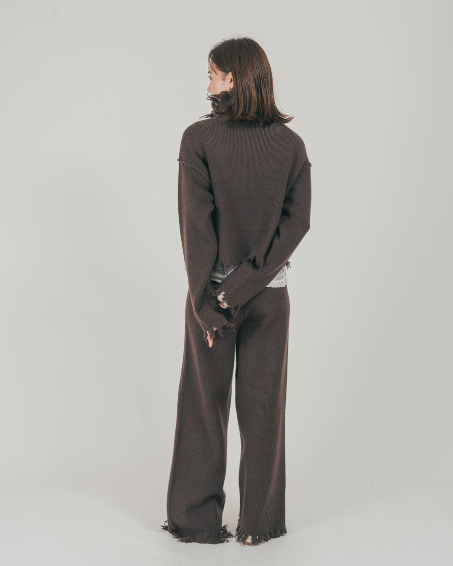 ［SET］Nuance Hem ハイネックニット + Nuance Hem ルーズニットパンツ + ストレッチレースシアートップス（3SET）