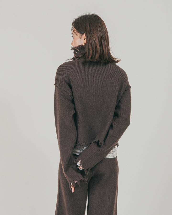 ［SET］Nuance Hem ハイネックニット + Nuance Hem ルーズニットパンツ + ストレッチレースシアートップス（3SET）