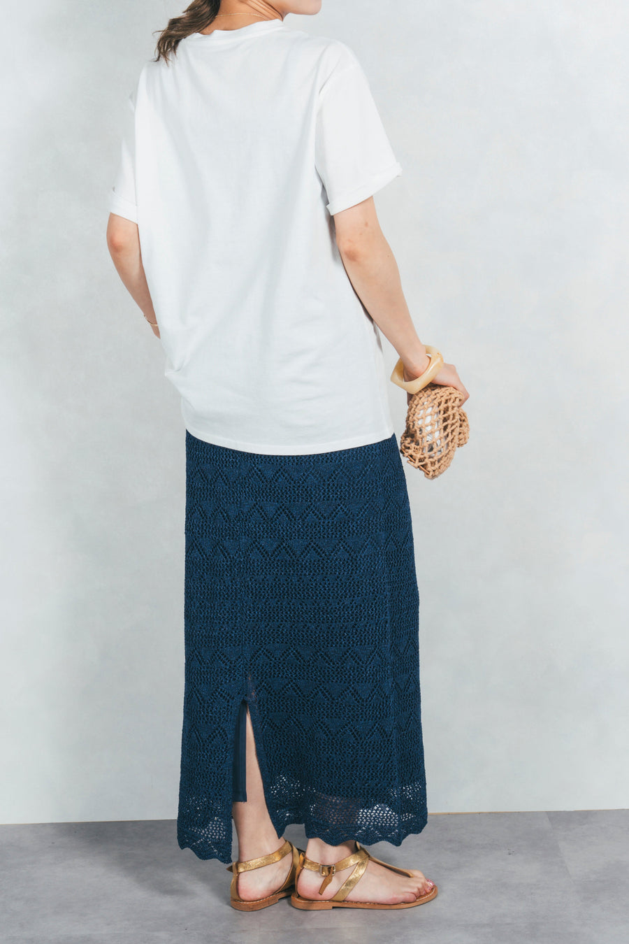 ［SET］サンセットグラフィックT+バックスリットレースニットスカート（2SET）