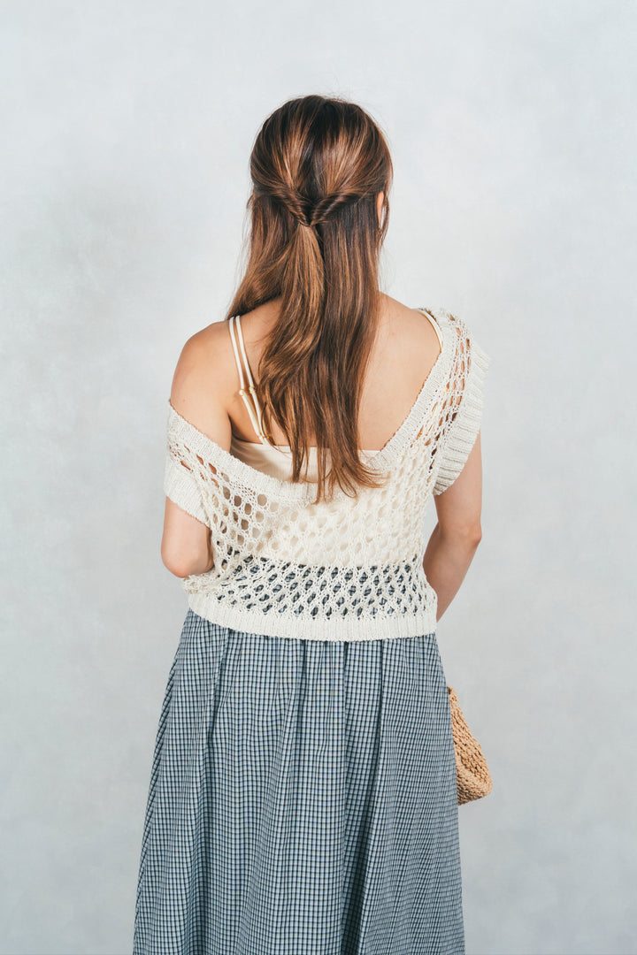 2-Way Uネックメッシュニットベスト(IVORY)