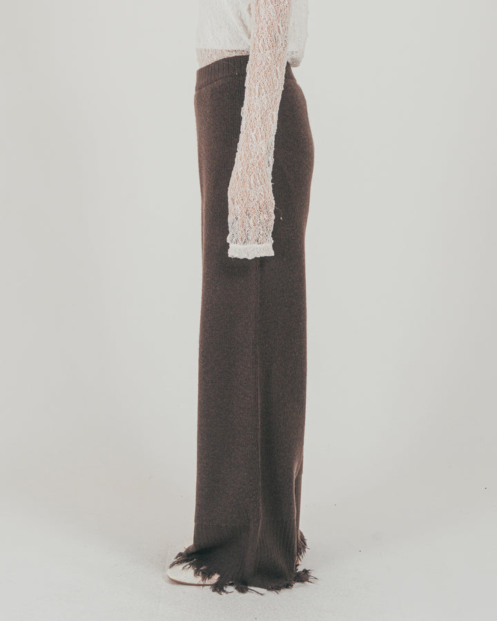 ［SET］Nuance Hem ハイネックニット + Nuance Hem ルーズニットパンツ + ストレッチレースシアートップス（3SET）