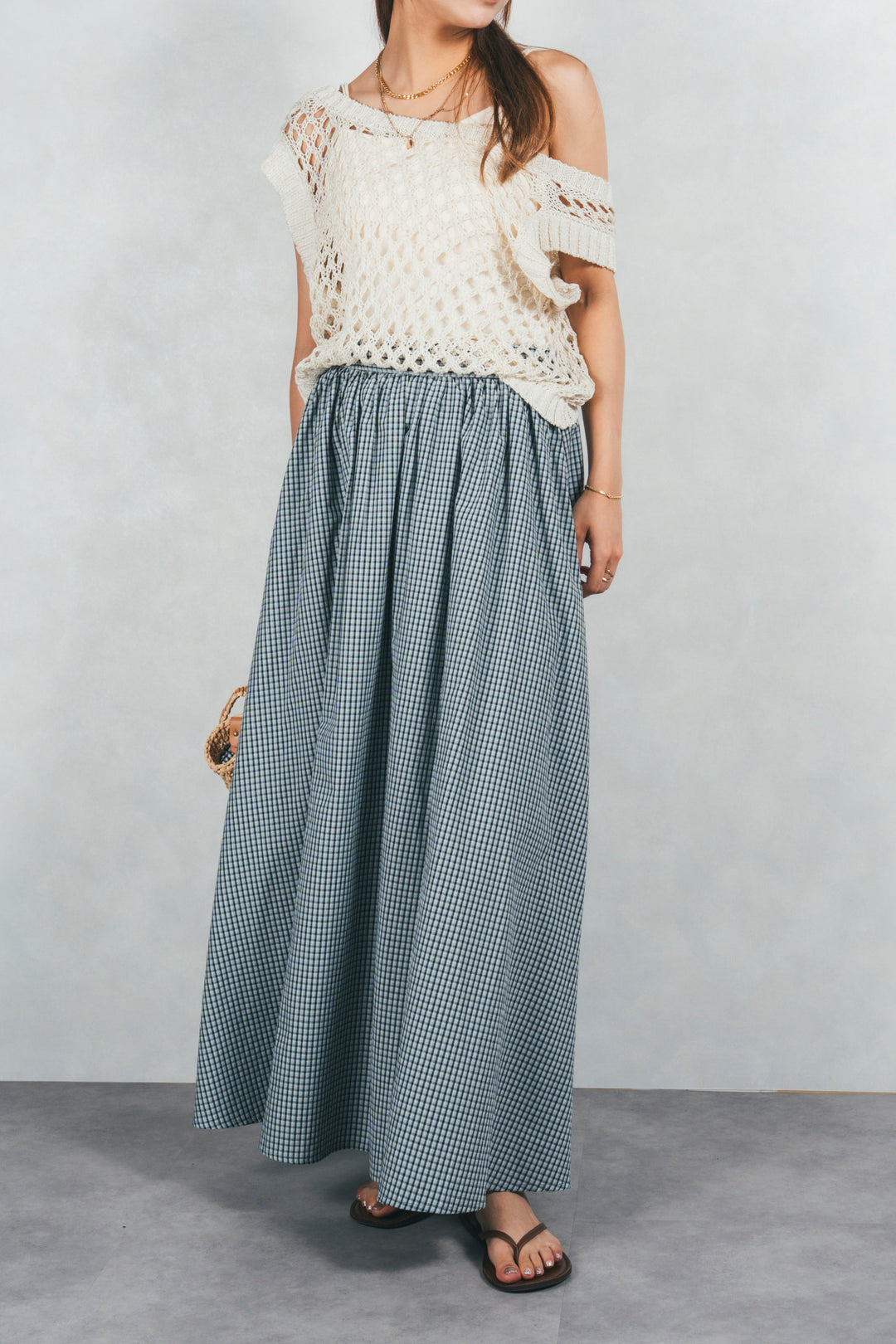 ［SET］2-Way Uネックメッシュニットベスト+［カップ付き］ヘルシーフィットリブキャミ（2SET）
