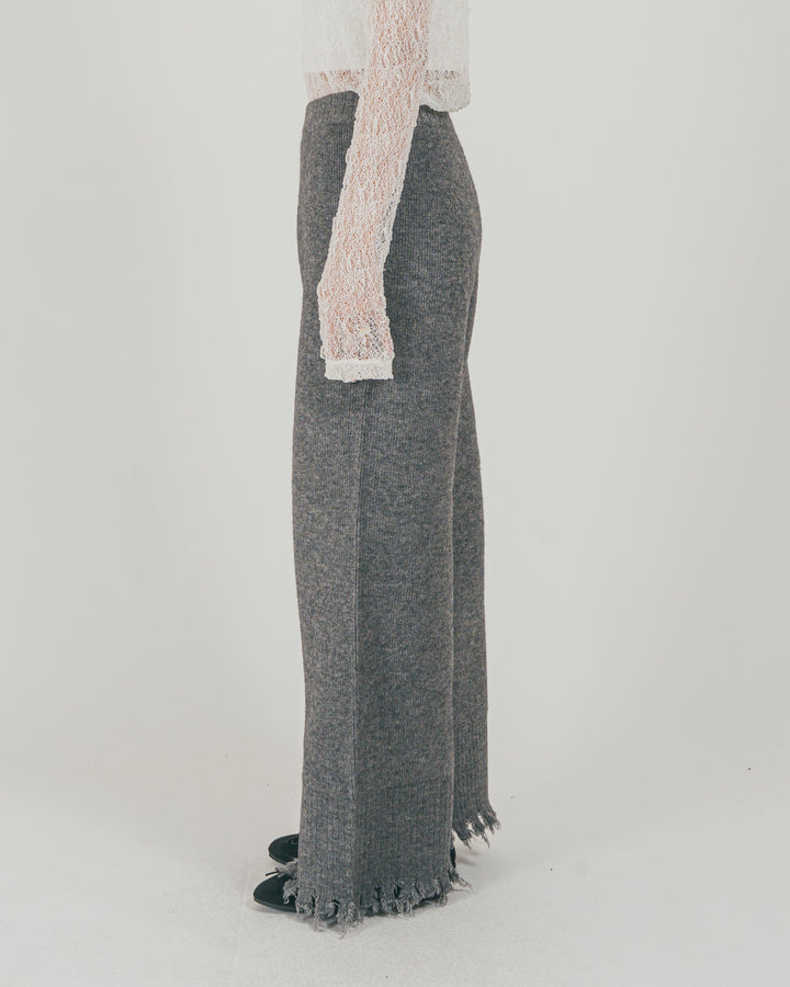 ［SET］Nuance Hem ハイネックニット + Nuance Hem ルーズニットパンツ + ストレッチレースシアートップス（3SET）